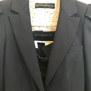 Zara Woman piece navy blue suit